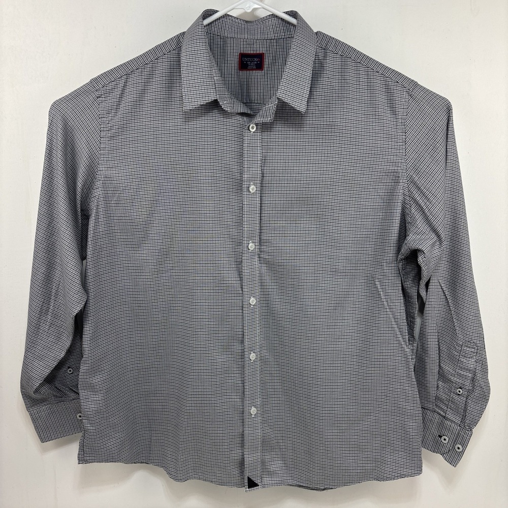 Untuckit Mens Gray Houndstooth Button Up Shirt Size XXL‎ Preppy Classic Academia
